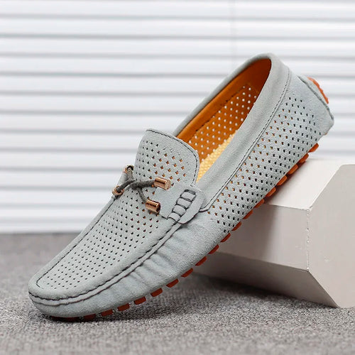 Bayside Men's Casual Leather Loafers - Perforated Design