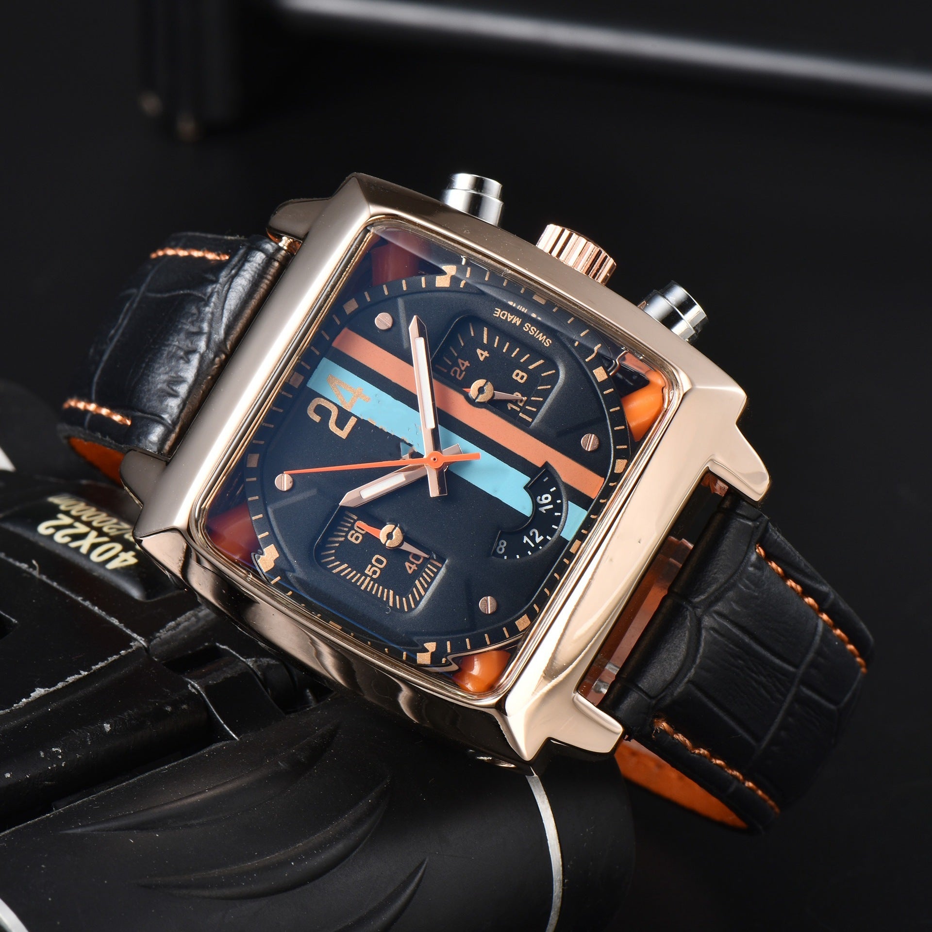 Monarque Vintage Style Men's Chronograph Watch - Genuine Leather