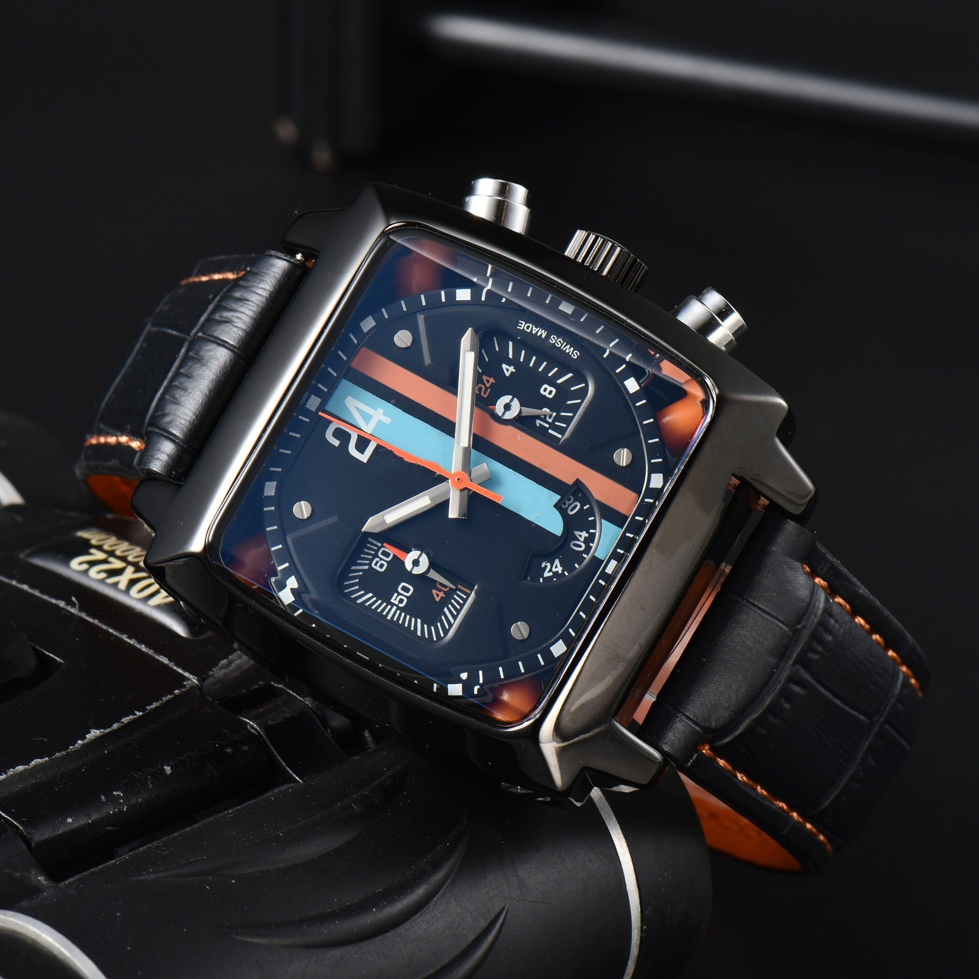 Monarque Vintage Style Men's Chronograph Watch - Genuine Leather