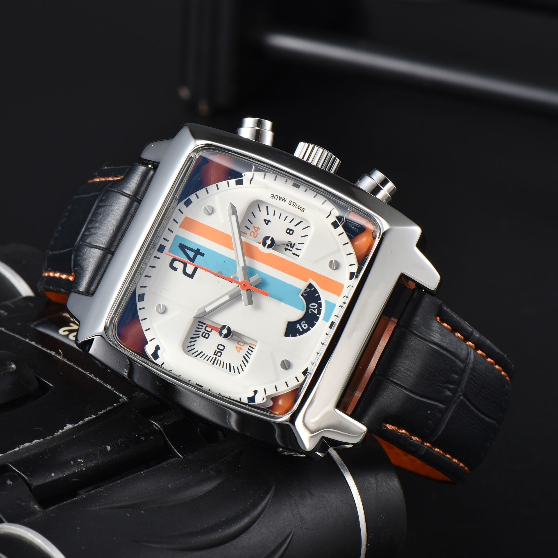 Monarque Vintage Style Men's Chronograph Watch - Genuine Leather