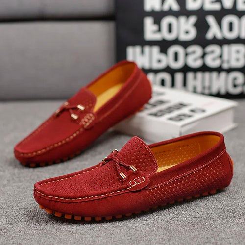 Bayside Men's Casual Leather Loafers - Perforated Design