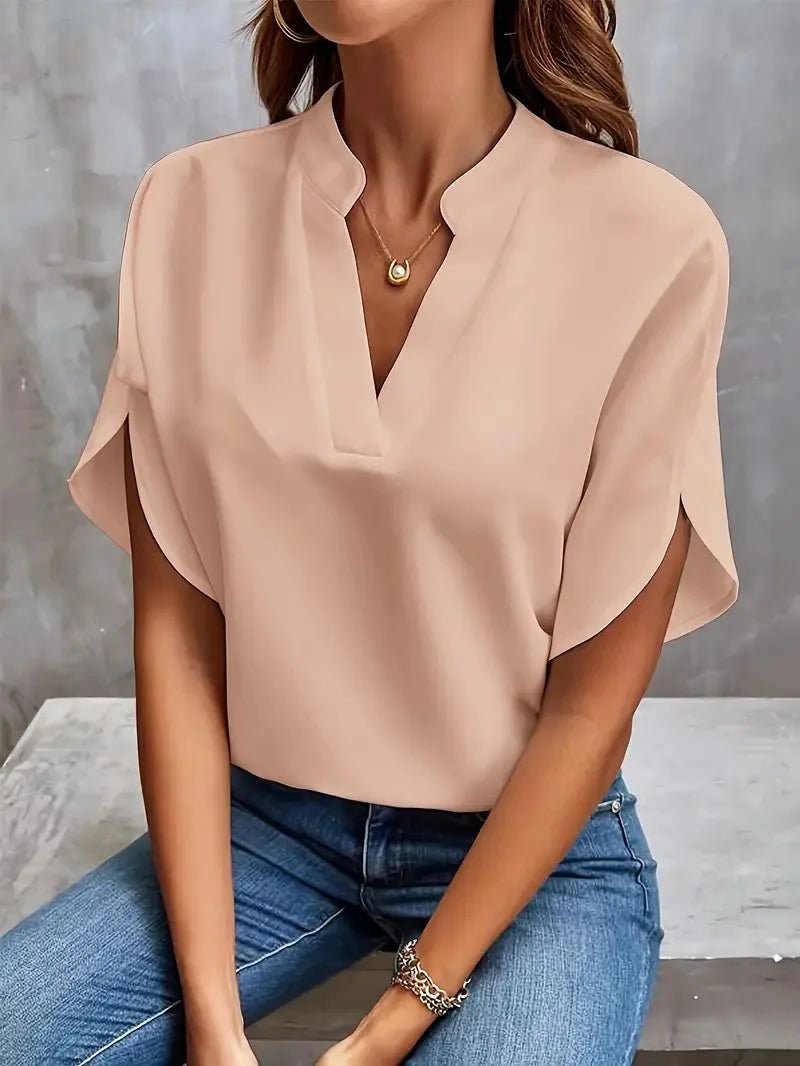Leonara Women's Flowy Flutter Sleeve Blouse - Chiffon Top