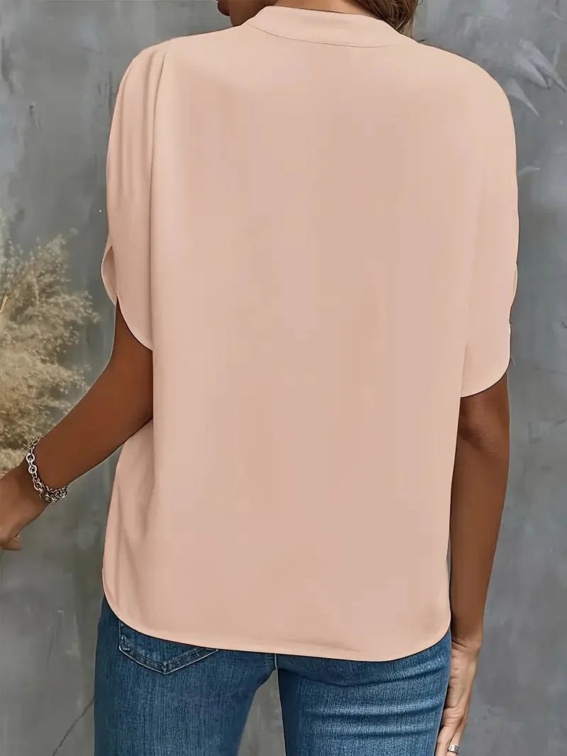 Leonara Women's Flowy Flutter Sleeve Blouse - Chiffon Top
